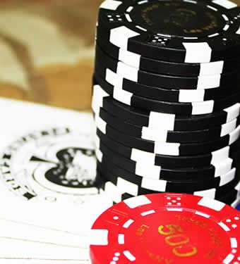 Casino hotel gaming table with chips